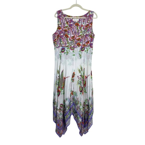 Anthropologie Floral Midi Dress - White and Purple - Picture 9 of 12